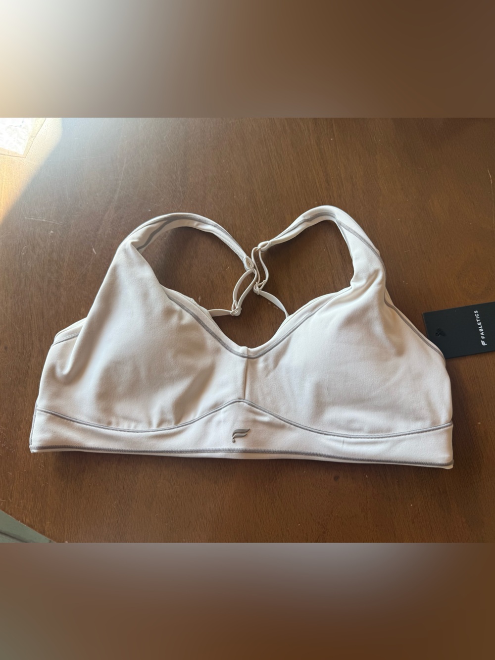 Fabletics Almond Milktone Longline Performance Sports Bra